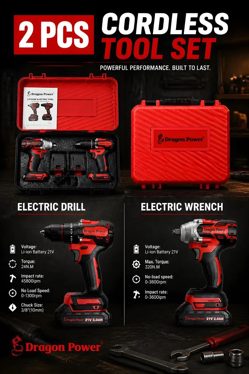 2-Piece Cordless Drill & Impact Wrench Set