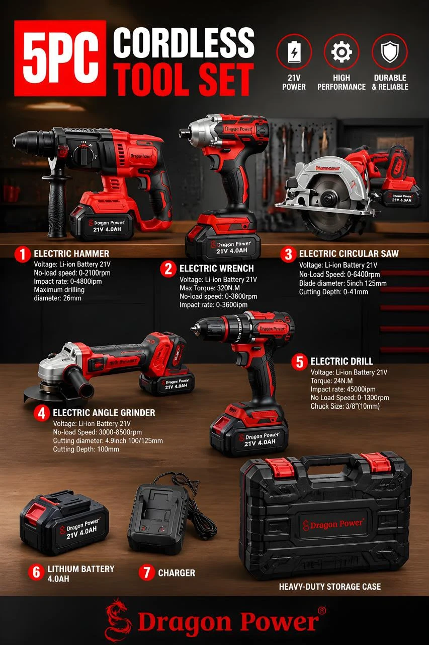 5-in-1 Cordless Power Tool Set