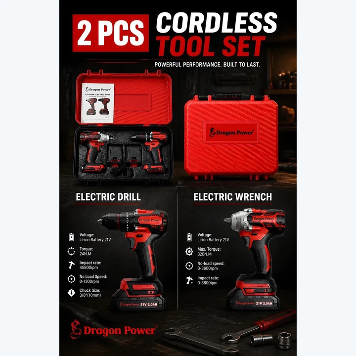 2-Piece Cordless Drill & Impact Wrench Set